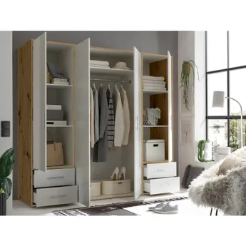 Šatní skříň Valencia, 206 cm, dub artisan/bílá
