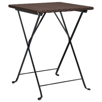 vidaXL Folding Bistro Table Brown 21.7"x21.3"x28" Poly Rattan