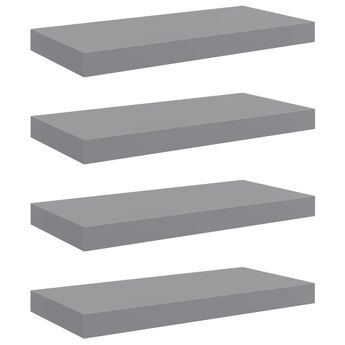 vidaXL Floating Wall Shelves 4 pcs Grey 50x23x3.8 cm MDF