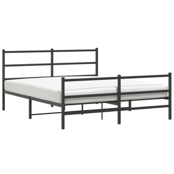 vidaXL Metal Bed Frame without Mattress with FootboardÂ Black 59.1"x78.7"
