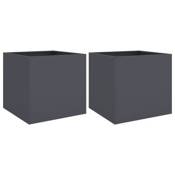 vidaXL Planters 2 pcs Anthracite 16.5"x15.7"x15.4" Steel