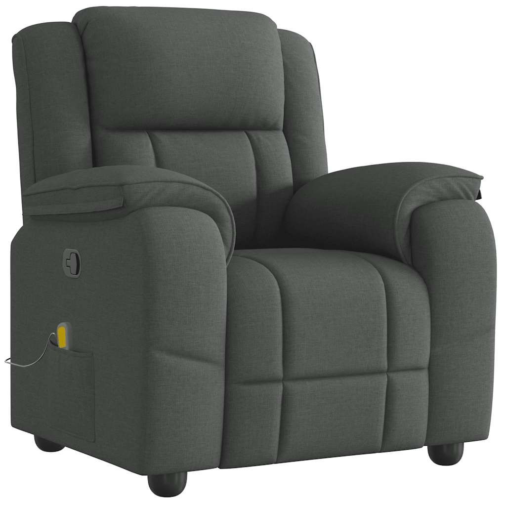 vidaXL Massage Recliner Chair Dark Gray Fabric