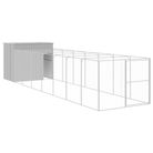 vidaXL Dog House with Run Light Gray 84.3"x340.6"x71.3" Galvanized Steel