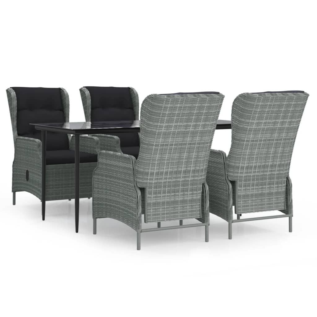 vidaXL 5 Piece Patio Dining Set Light Gray Poly Rattan