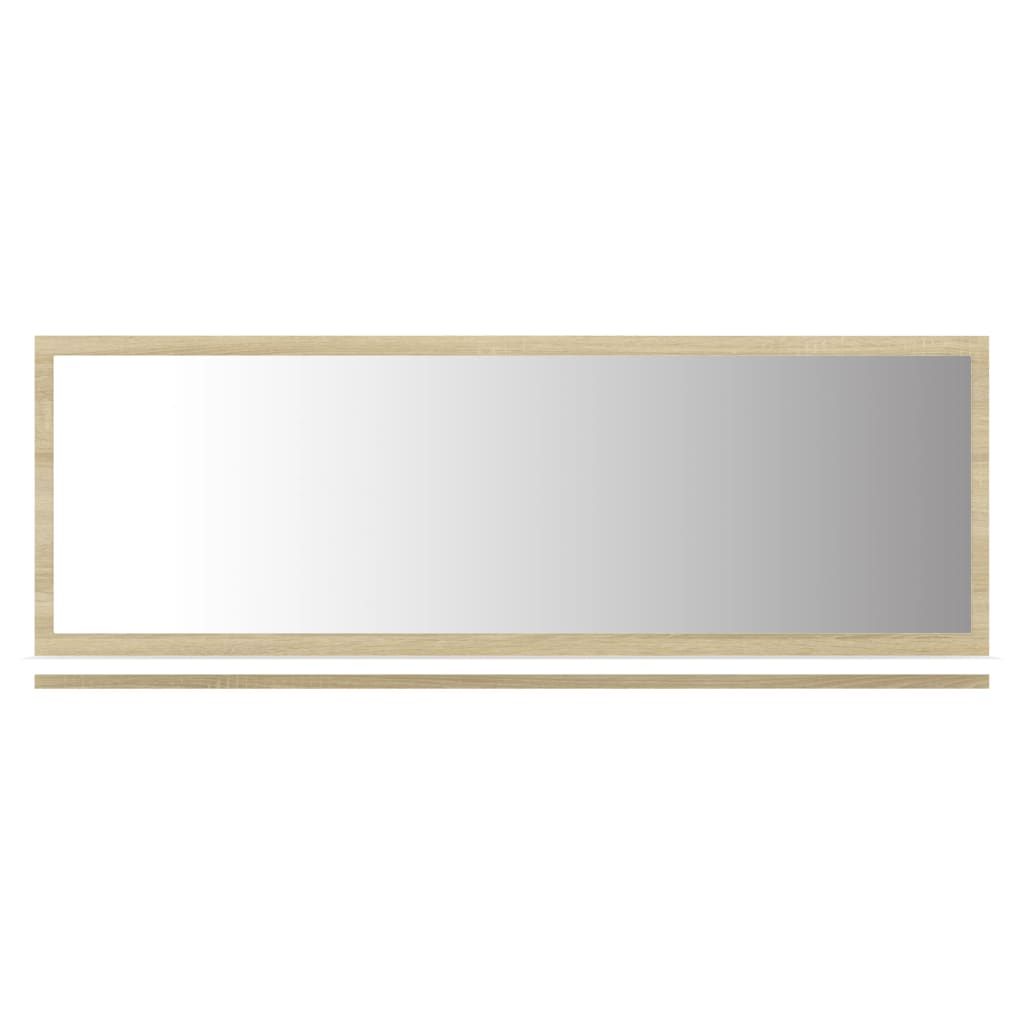 vidaXL Bathroom Mirror White and Sonoma Oak 39.4"x4.1"x14.6" Engineered Wood
