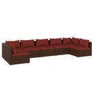 vidaXL 7 Piece Patio Lounge Set with Cushions Poly Rattan Brown
