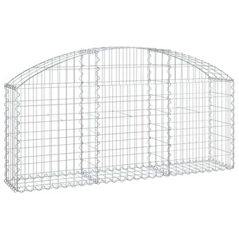 vidaXL Arched Gabion Basket 150x30x60/80 cm Galvanised Iron