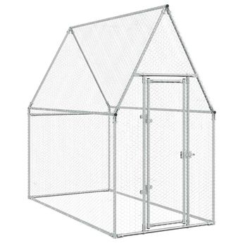 vidaXL Chicken Cage Silver 78.7"x39.4"x74.8" Galvanized Steel