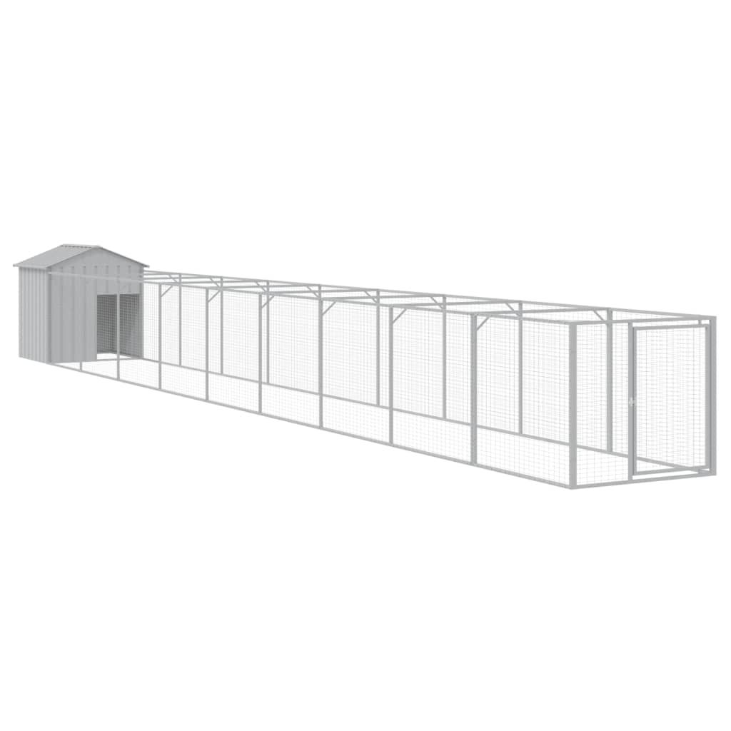 vidaXL Dog House with Roof Light Gray 46.1"x400.4"x48.4" Galvanized Steel