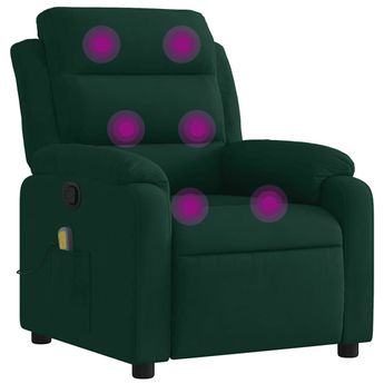 vidaXL Massage Recliner Chair Dark Green Velvet
