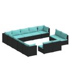 vidaXL 13 Piece Patio Lounge Set with Cushions Black Poly Rattan