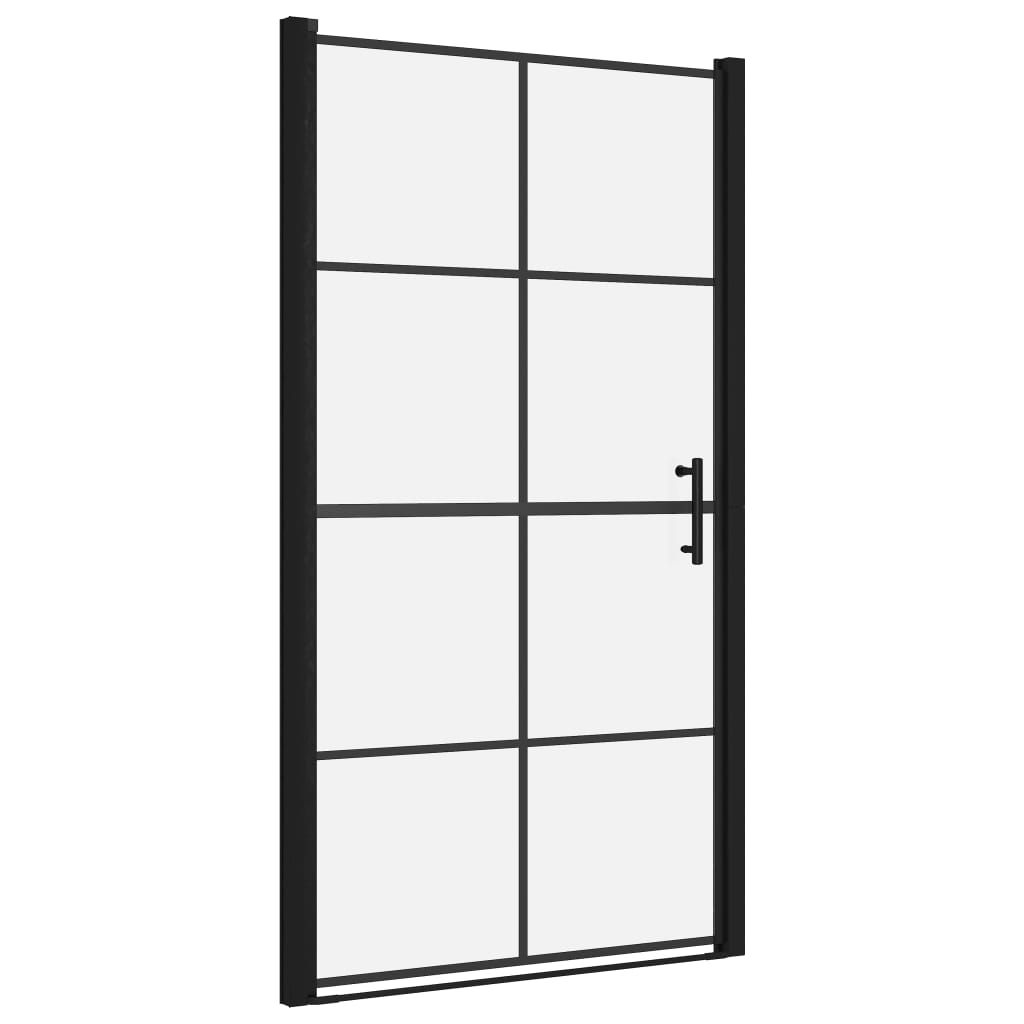 vidaXL Shower Doors Tempered Glass 39.4"x70.1" Black