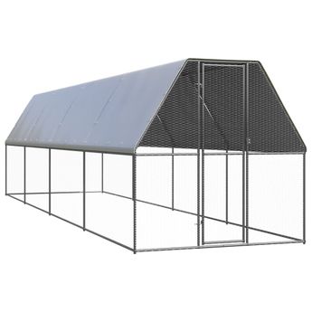 vidaXL Outdoor Chicken Cage 6.6âx26.2âx6.6â Galvanized Steel