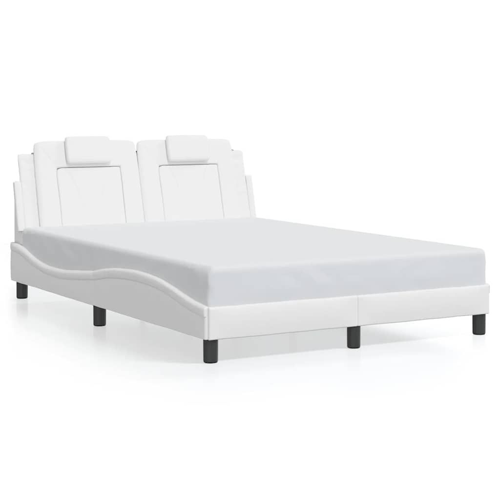 vidaXL Bed Frame "Viana" without Mattress White 53.9"x74.8" Faux Leather