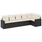 vidaXL 6 Piece Garden Sofa Set with Cushions Black Poly Rattan