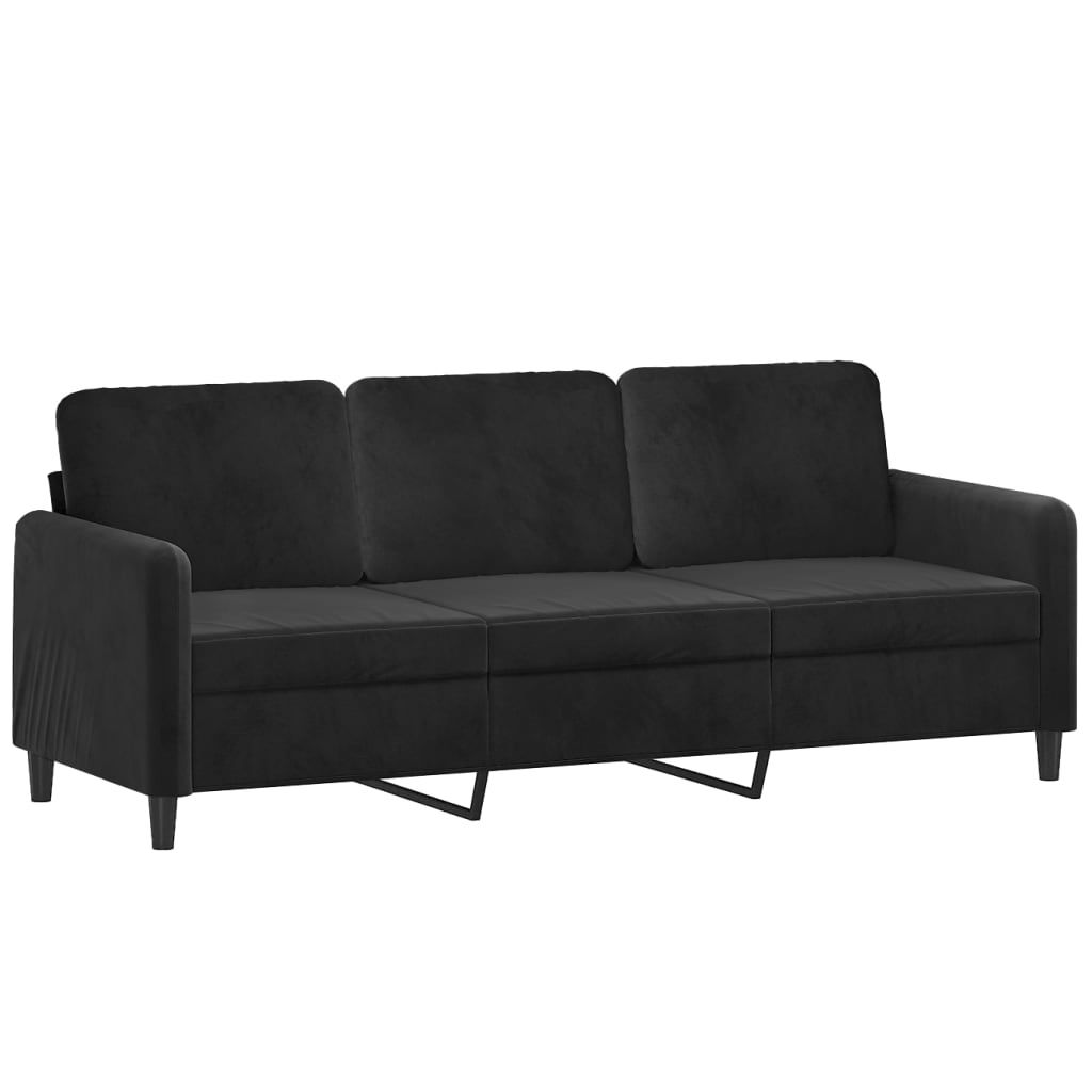 vidaXL 3-Seater Sofa Black 70.9" Velvet