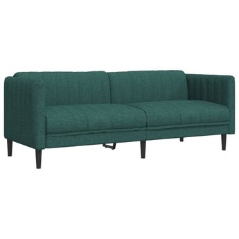 vidaXL Sofa 3-Seater Dark Green Fabric