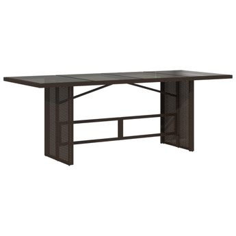 vidaXL Garden Table with Glass Top Brown 190x80x74 cm Poly Rattan