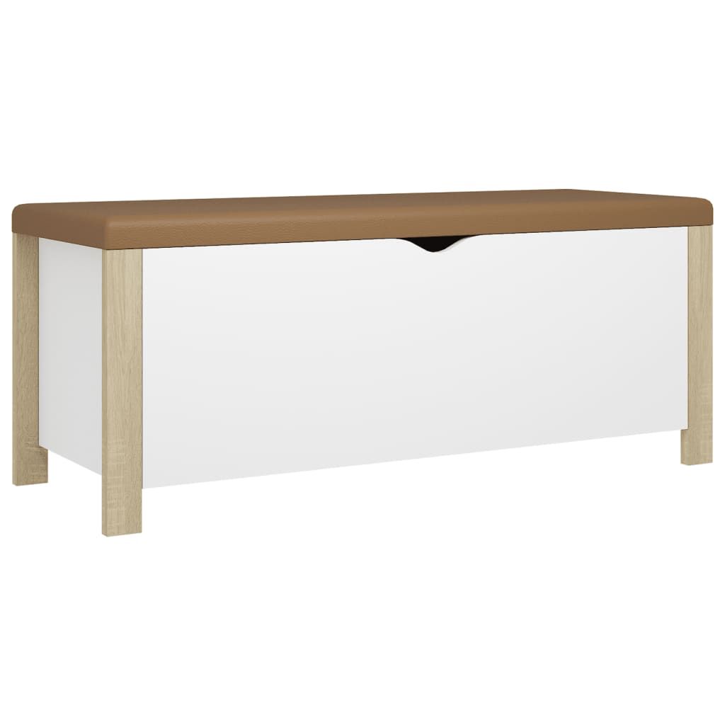 vidaXL Storage Box with Cushion White & Sonoma Oak 105x40x45 cm