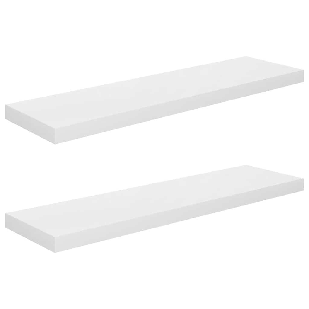 vidaXL Floating Wall Shelves 2 pcs High Gloss White 35.4"x9.3"x1.5" MDF