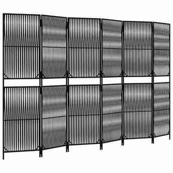 vidaXL Room Divider 6 Panels Black Poly Rattan