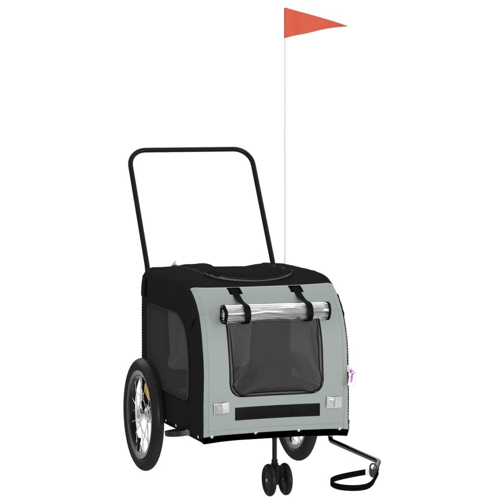 vidaXL Pet Bike Trailer Black and Grey Oxford Fabric and Iron