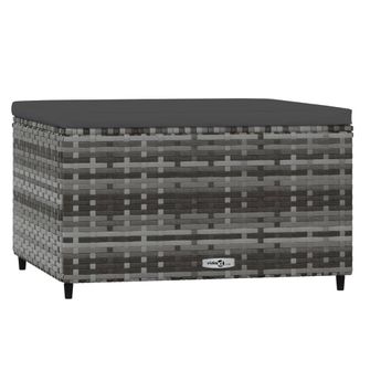 vidaXL Patio Footrest with Cushion Gray Poly Rattan