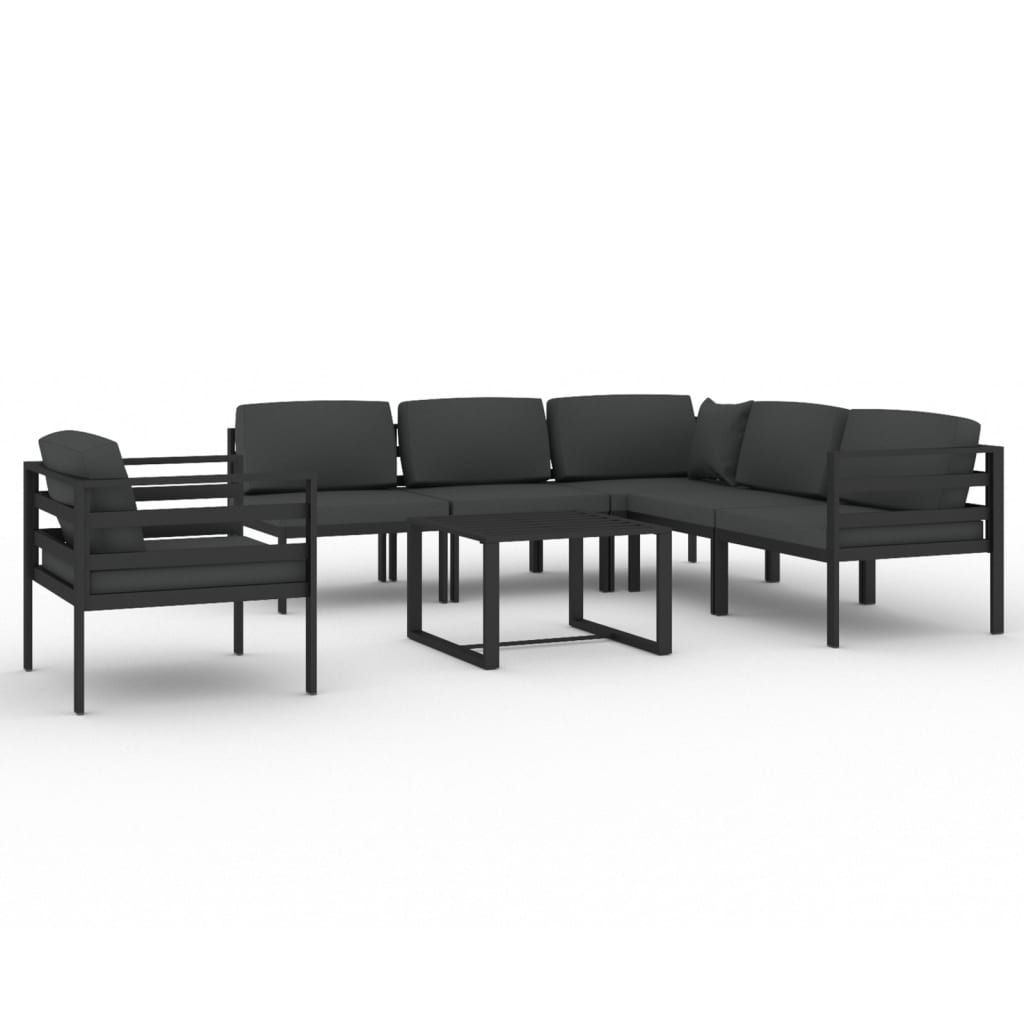 vidaXL 7 Piece Patio Lounge Set with Cushions Aluminum Anthracite