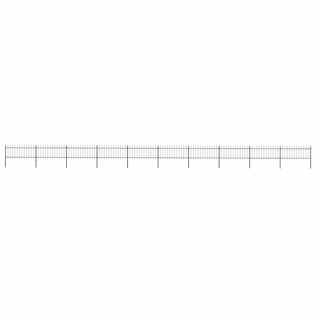 vidaXL Garden Fence with Spear Top Steel 1781.5x80 cm Black