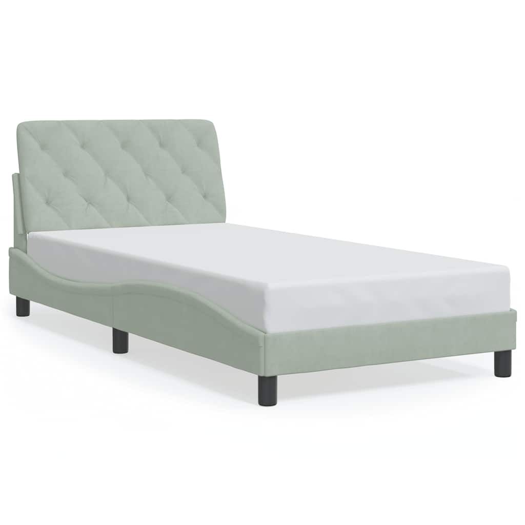 vidaXL Bed Frame without Mattress Light Gray 39.4"x79.9" Velvet