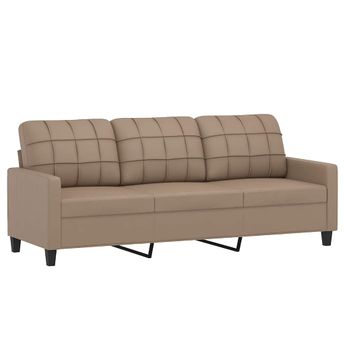 vidaXL 3-Seater Sofa Cappuccino 180 cm Faux Leather