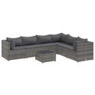 vidaXL 7 Piece Garden Lounge Set with Cushions Grey Poly Rattan