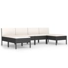vidaXL 6 Piece Garden Lounge Set with Cushions Poly Rattan Black