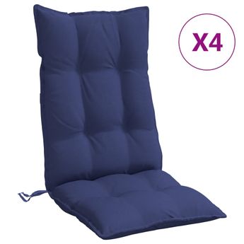 vidaXL Highback Chair Cushions 4 pcs Navy Blue Oxford Fabric