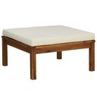 vidaXL Footrest with Cream White Cushion Solid Acacia Wood