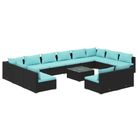 vidaXL 13 Piece Patio Lounge Set with Cushions Black Poly Rattan