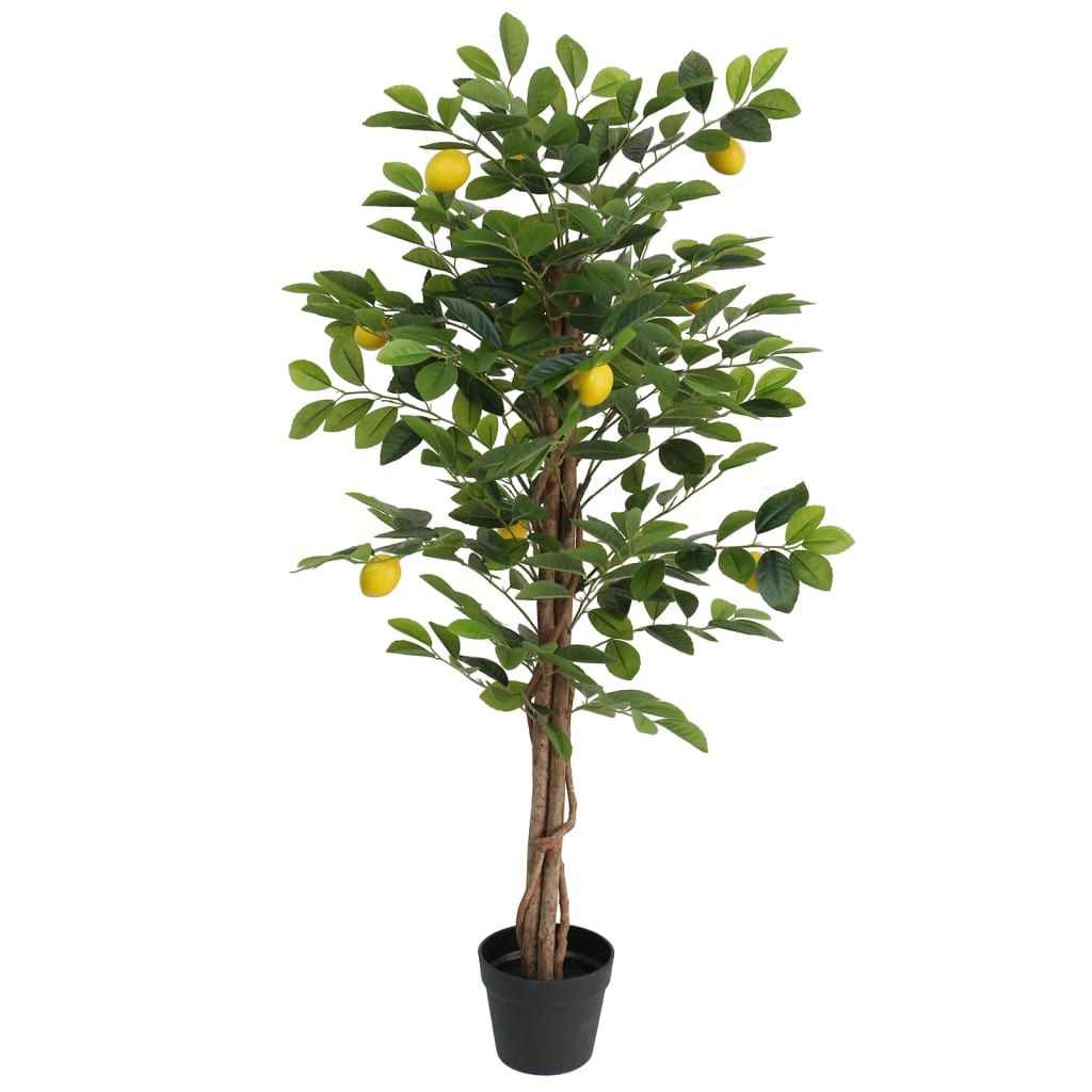 vidaXL Artificial Lemon Tree with 3 Trunks Green 120 cm PP