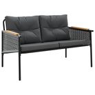 vidaXL Patio Bench with Cushions 45.7" Black Steel