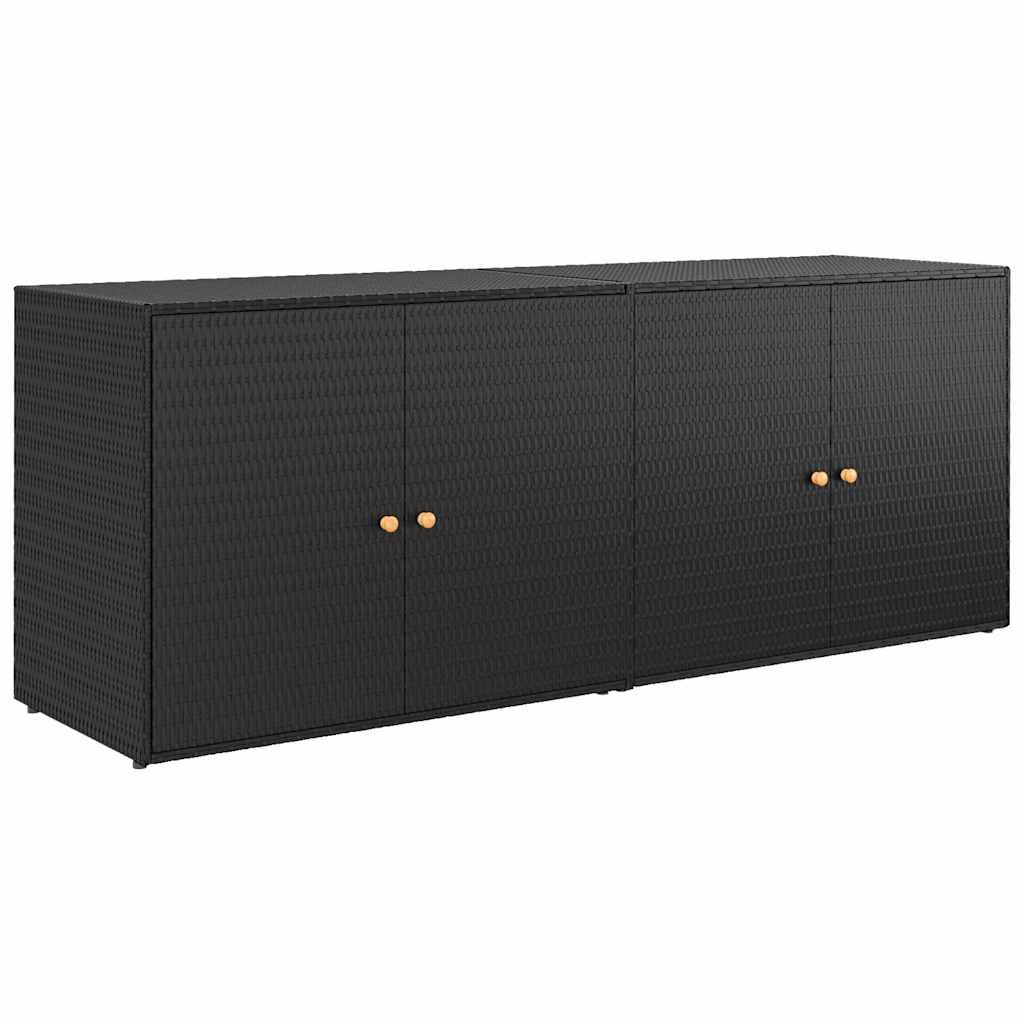 vidaXL Garden Storage Cabinet Black 78.0x21.9x31.5" Poly Rattan