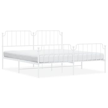 vidaXL Metal Bed Frame without Mattress with Footboard White 183x213cm