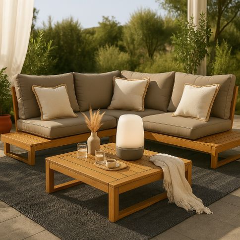 Modern garden in brown tones