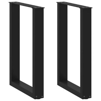 vidaXL Dining Table Legs U-Shaped 2 pcs Black 50x(72-73) cm Steel