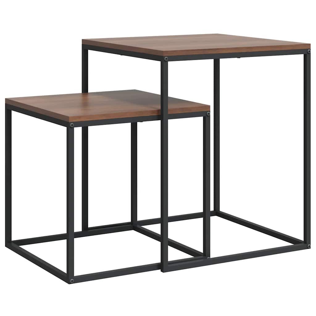 vidaXL Coffee Table Set 2 pcs Engineered Wood and Metal