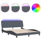 vidaXL Bed Frame with LED without Mattress Dark Grey 152x203 cm Velvet
