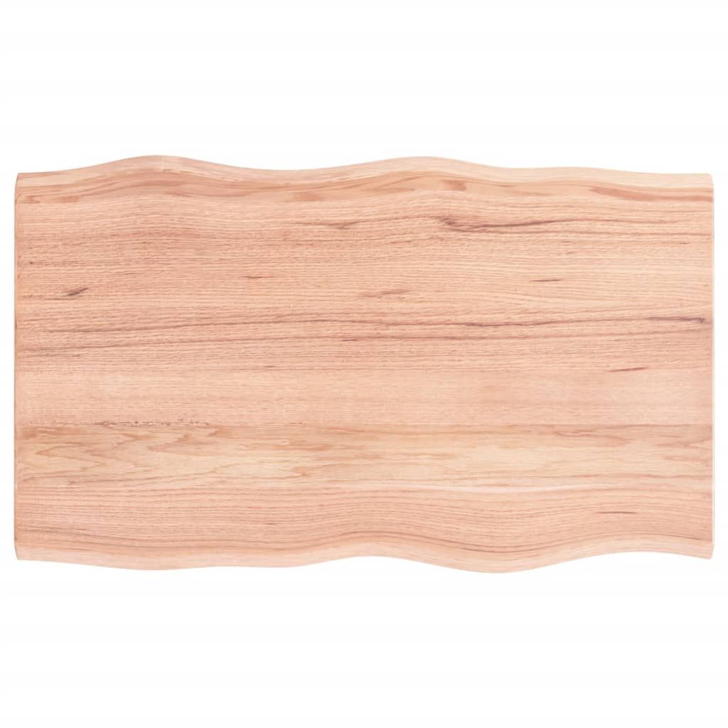 vidaXL Table Top Light Brown 100x60x2 cm Treated Solid Wood Oak Live Edge