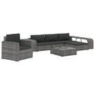 vidaXL 8 Piece Patio Lounge Set with Cushions Poly Rattan Gray