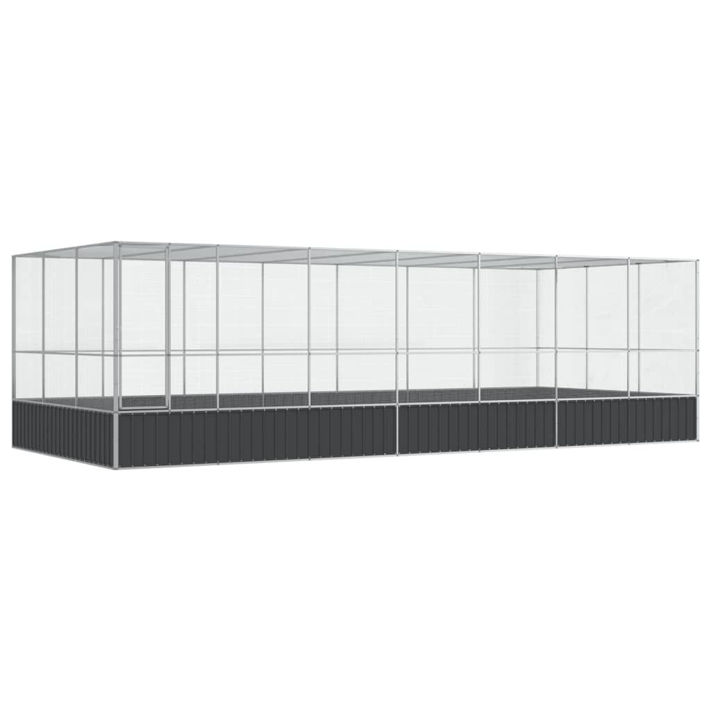 vidaXL Aviary with Extension Silver 285.4"x120.9"x83.5" Steel