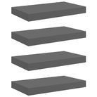 vidaXL Floating Wall Shelves 4 pcs High Gloss Gray 15.7"x9.1"x1.5" MDF