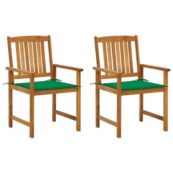 vidaXL Patio Chairs with Cushions 2 pcs Solid Acacia Wood