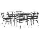 vidaXL 7 Piece Garden Dining Set with Cushions Black Poly Rattan Glass